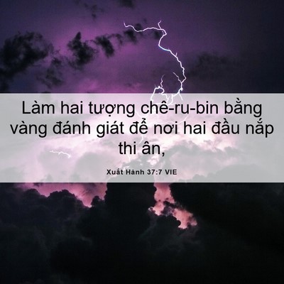 Picture 06 - Xuất Hành 37:7 VIE - Làm hai tượng chê-ru-bin bằng vàng đánh - Bible Verse Picture
