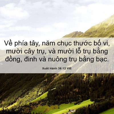 Picture 06 - Xuất Hành 38:12 VIE - Về phía tây, năm chục thước bố vi, - Bible Verse Picture