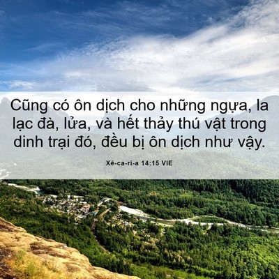 Picture 06 - Xê-ca-ri-a 14:15 VIE - Cũng có ôn dịch cho những ngựa, la lạc - Bible Verse Picture