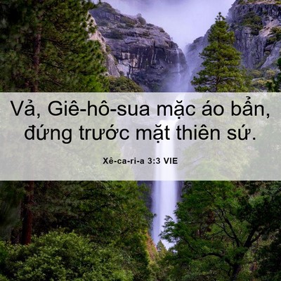 Picture 06 - Xê-ca-ri-a 3:3 VIE - Vả, Giê-hô-sua mặc áo bẩn, đứng - Bible Verse Picture