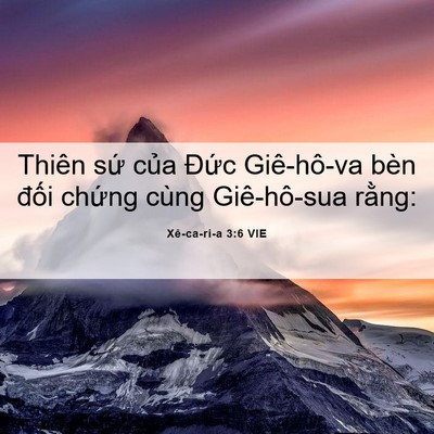 Picture 06 - Xê-ca-ri-a 3:6 VIE - Thiên sứ của Đức Giê-hô-va bèn đối - Bible Verse Picture