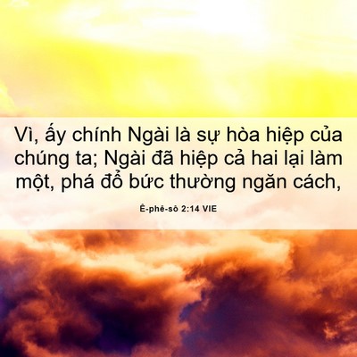 Picture 06 - Ê-phê-sô 2:14 VIE - Vì, ấy chính Ngài là sự hòa hiệp của - Bible Verse Picture