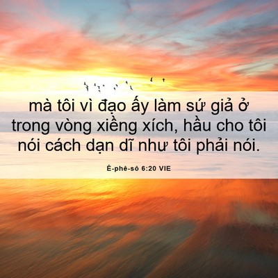 Picture 06 - Ê-phê-sô 6:20 VIE - mà tôi vì đạo ấy làm sứ giả ở - Bible Verse Picture