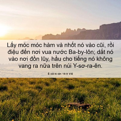 Picture 06 - Ê-xê-ki-ên 19:9 VIE - Lấy móc móc hàm và nhốt nó vào cũi, - Bible Verse Picture