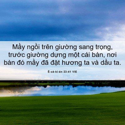 Picture 06 - Ê-xê-ki-ên 23:41 VIE - Mầy ngồi trên giường sang trọng, - Bible Verse Picture