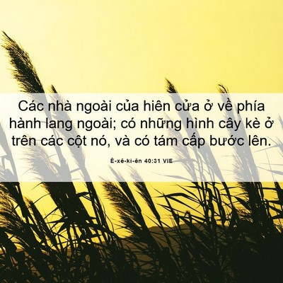 Picture 06 - Ê-xê-ki-ên 40:31 VIE - Các nhà ngoài của hiên cửa ở về phía - Bible Verse Picture