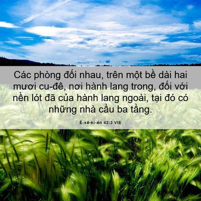 Picture 06 - Ê-xê-ki-ên 42:3 VIE - Các phòng đối nhau, trên một bề dài - Bible Verse Picture