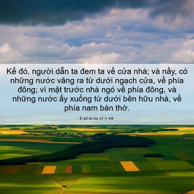Picture 06 - Ê-xê-ki-ên 47:1 VIE - Kế đó, người dẫn ta đem ta về cửa - Bible Verse Picture