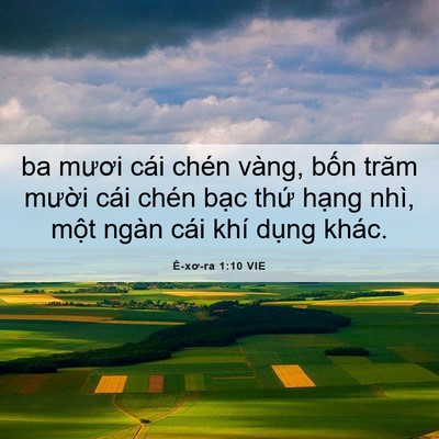 Picture 06 - Ê-xơ-ra 1:10 VIE - ba mươi cái chén vàng, bốn trăm mười - Bible Verse Picture