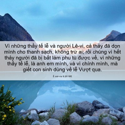 Picture 06 - Ê-xơ-ra 6:20 VIE - Vì những thầy tế lễ và người Lê-vi, - Bible Verse Picture