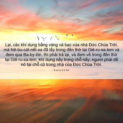Picture 06 - Ê-xơ-ra 6:5 VIE - Lại, các khí dụng bằng vàng và bạc - Bible Verse Picture