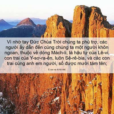 Picture 06 - Ê-xơ-ra 8:18 VIE - Vì nhờ tay Đức Chúa Trời chúng ta phù - Bible Verse Picture
