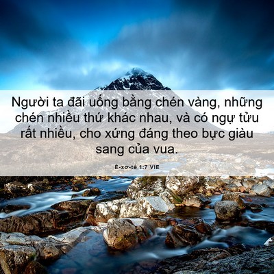 Picture 06 - Ê-xơ-tê 1:7 VIE - Người ta đãi uống bằng chén vàng, - Bible Verse Picture