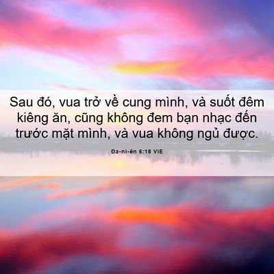 Picture 06 - Ða-ni-ên 6:18 VIE - Sau đó, vua trở về cung mình, và suốt - Bible Verse Picture