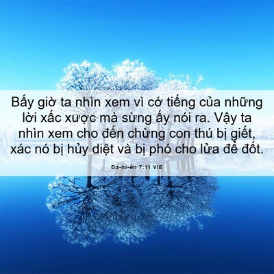Picture 06 - Ða-ni-ên 7:11 VIE - Bấy giờ ta nhìn xem vì cớ tiếng của - Bible Verse Picture