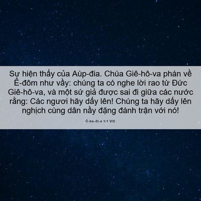 Picture 06 - Ô-ba-đi-a 1:1 VIE - Sự hiện thấy của Aùp-đia. Chúa - Bible Verse Picture