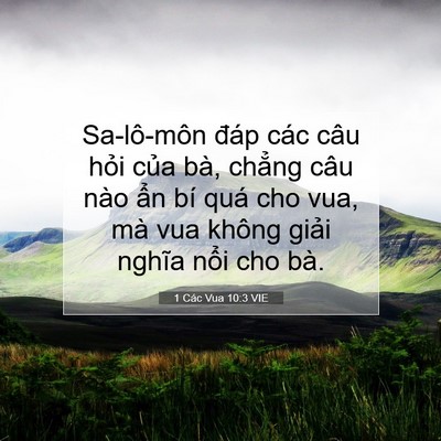 Picture 07 - 1 Các Vua 10:3 VIE - Sa-lô-môn đáp các câu hỏi của bà, - Bible Verse Picture