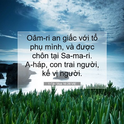 Picture 07 - 1 Các Vua 16:28 VIE - Oâm-ri an giấc với tổ phụ mình, và - Bible Verse Picture