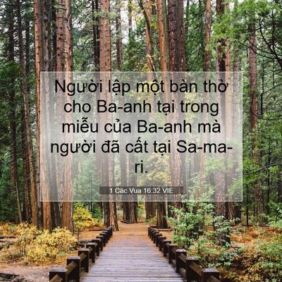 Picture 07 - 1 Các Vua 16:32 VIE - Người lập một bàn thờ cho Ba-anh tại - Bible Verse Picture