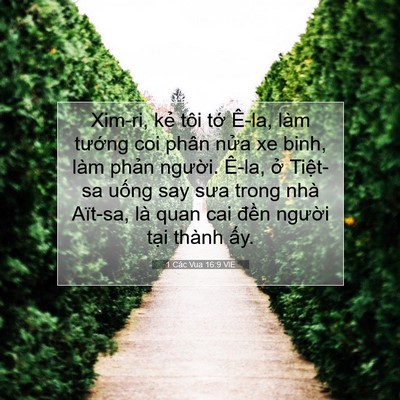 Picture 07 - 1 Các Vua 16:9 VIE - Xim-ri, kẻ tôi tớ Ê-la, làm tướng coi - Bible Verse Picture