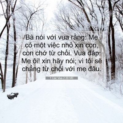 Picture 07 - 1 Các Vua 2:20 VIE - Bà nói với vua rằng: Mẹ có một việc - Bible Verse Picture