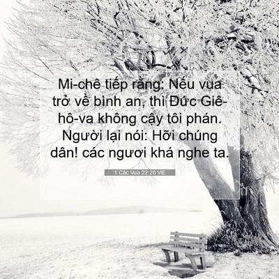 Picture 07 - 1 Các Vua 22:28 VIE - Mi-chê tiếp rằng: Nếu vua trở về bình - Bible Verse Picture