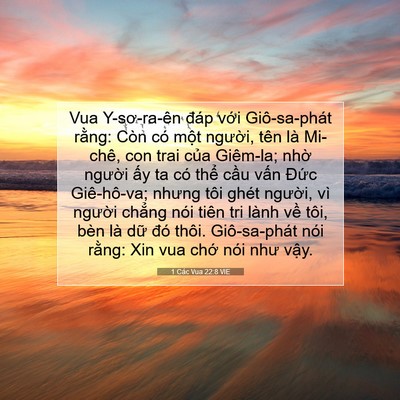 Picture 07 - 1 Các Vua 22:8 VIE - Vua Y-sơ-ra-ên đáp với Giô-sa-phát - Bible Verse Picture