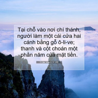 Picture 07 - 1 Các Vua 6:31 VIE - Tại chỗ vào nơi chí thánh, người làm - Bible Verse Picture