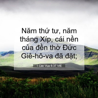 Picture 07 - 1 Các Vua 6:37 VIE - Năm thứ tư, năm tháng Xíp, cái nền - Bible Verse Picture