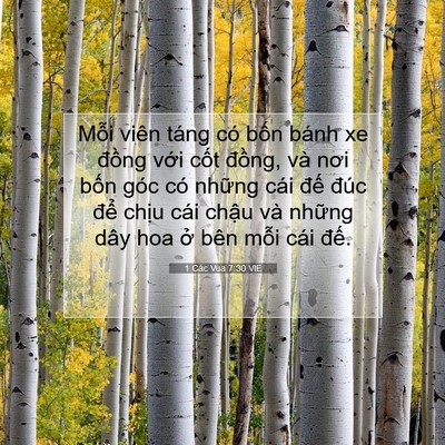 Picture 07 - 1 Các Vua 7:30 VIE - Mỗi viên táng có bốn bánh xe đồng - Bible Verse Picture