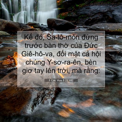 Picture 07 - 1 Các Vua 8:22 VIE - Kế đó, Sa-lô-môn đứng trước bàn - Bible Verse Picture