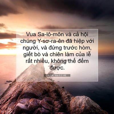 Picture 07 - 1 Các Vua 8:5 VIE - Vua Sa-lô-môn và cả hội chúng - Bible Verse Picture
