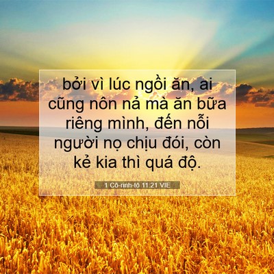 Picture 07 - 1 Cô-rinh-tô 11:21 VIE - bởi vì lúc ngồi ăn, ai cũng nôn nả mà - Bible Verse Picture