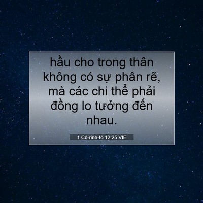 Picture 07 - 1 Cô-rinh-tô 12:25 VIE - hầu cho trong thân không có sự phân rẽ, - Bible Verse Picture