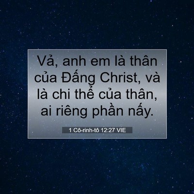 Picture 07 - 1 Cô-rinh-tô 12:27 VIE - Vả, anh em là thân của Đấng Christ, và - Bible Verse Picture
