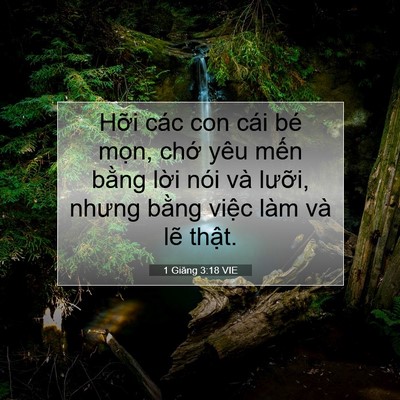 Picture 07 - 1 Giăng 3:18 VIE - Hỡi các con cái bé mọn, chớ yêu mến - Bible Verse Picture