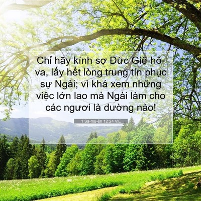 Picture 07 - 1 Sa-mu-ên 12:24 VIE - Chỉ hãy kính sợ Đức Giê-hô-va, lấy - Bible Verse Picture