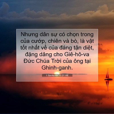 Picture 07 - 1 Sa-mu-ên 15:21 VIE - Nhưng dân sự có chọn trong của cướp, - Bible Verse Picture