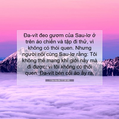 Picture 07 - 1 Sa-mu-ên 17:39 VIE - Đa-vít đeo gươm của Sau-lơ ở trên áo - Bible Verse Picture