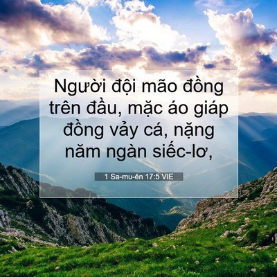 Picture 07 - 1 Sa-mu-ên 17:5 VIE - Người đội mão đồng trên đầu, mặc - Bible Verse Picture