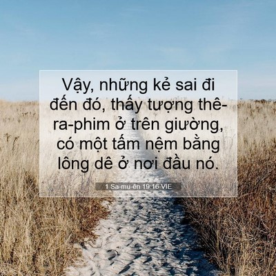 Picture 07 - 1 Sa-mu-ên 19:16 VIE - Vậy, những kẻ sai đi đến đó, thấy - Bible Verse Picture