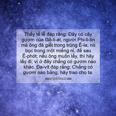 Picture 07 - 1 Sa-mu-ên 21:9 VIE - Thầy tế lễ đáp rằng: Đây có cây - Bible Verse Picture