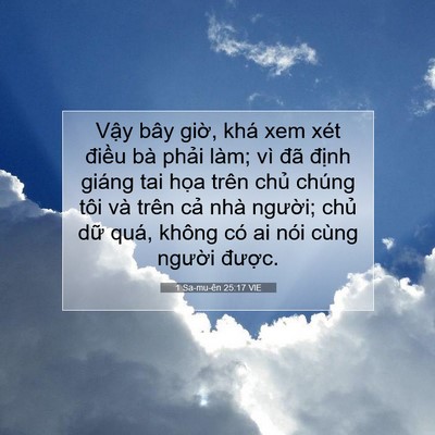 Picture 07 - 1 Sa-mu-ên 25:17 VIE - Vậy bây giờ, khá xem xét điều bà - Bible Verse Picture