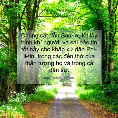 Picture 07 - 1 Sa-mu-ên 31:9 VIE - Chúng cắt đầu Sau-lơ, lột lấy binh - Bible Verse Picture