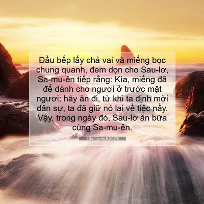 Picture 07 - 1 Sa-mu-ên 9:24 VIE - Đầu bếp lấy chả vai và miếng bọc - Bible Verse Picture