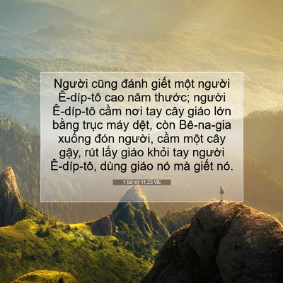 Picture 07 - 1 Sử Ký 11:23 VIE - Người cũng đánh giết một người - Bible Verse Picture