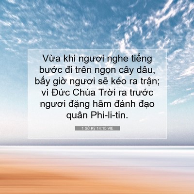Picture 07 - 1 Sử Ký 14:15 VIE - Vừa khi ngươi nghe tiếng bước đi trên - Bible Verse Picture
