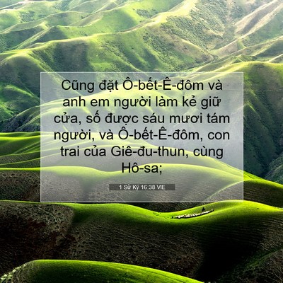 Picture 07 - 1 Sử Ký 16:38 VIE - Cũng đặt Ô-bết-Ê-đôm và anh em - Bible Verse Picture