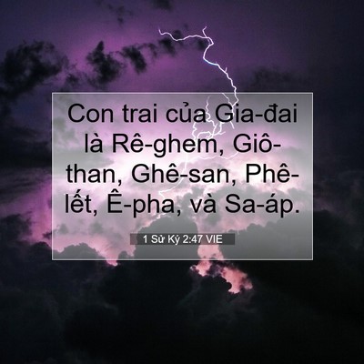 Picture 07 - 1 Sử Ký 2:47 VIE - Con trai của Gia-đai là Rê-ghem, Giô-than, - Bible Verse Picture