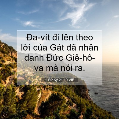 Picture 07 - 1 Sử Ký 21:19 VIE - Đa-vít đi lên theo lời của Gát đã - Bible Verse Picture